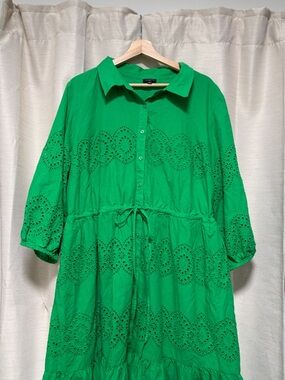 Talbots Bright Green Collared Dress